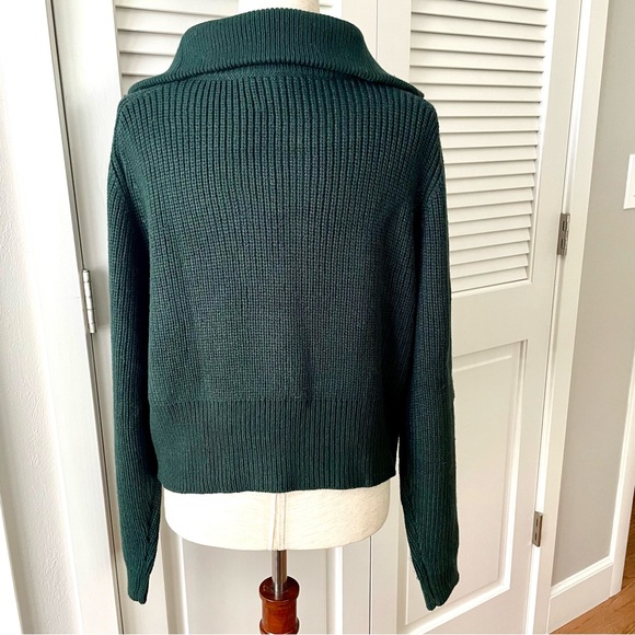 Wayf Nelle Cropped Half Zip Pullover Sweater Thick Ribbed Knit Size L - Picture 2 of 8